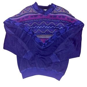 Christian de Castelnau vintage sweater purple tribal oversized embroidered